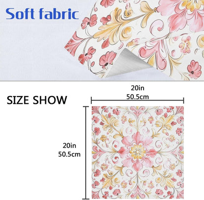Dinner Napkins Cloth Print Retro Trendy Floral Paisley Gold Peach Everyday Polyester Napkins Cloth Dinner Set of 6 20 x 20in