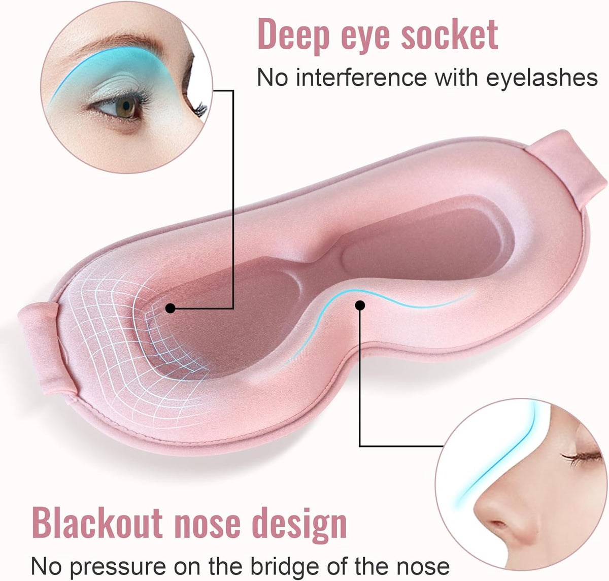 Sleep Mask for Lash Extensions, 3D Contoured Weighted Eye Cover