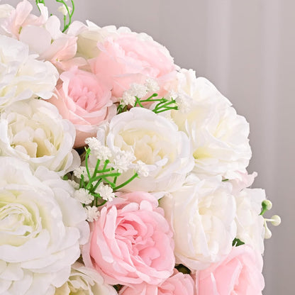 2 Bouquets Peonies Artificial Flowers, Mixed Pink & White