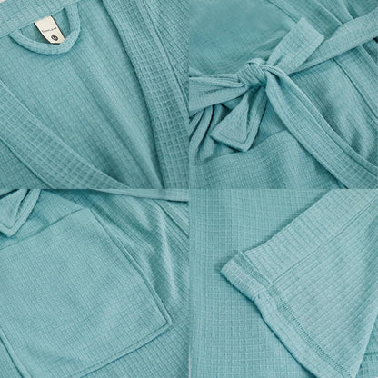 Women Bathrobe Summer cotton Kimono Long Knit Lightweight Soft Knit Sleepwear V-neck Casual Ladies Loungewea robes for women