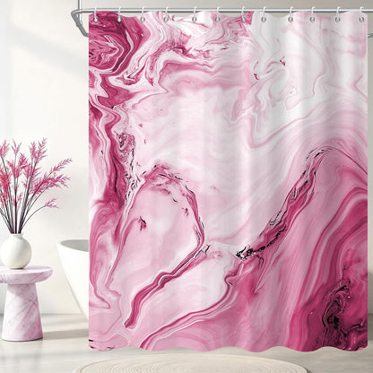 Pink Marble Shower Curtain, Waterproof Shower Curtain for Bathroom Modern Abstract Art Faux Stone Pattern Bathroom Bathtub Home Decor with Hooks, Machine Washable, 72x78 Inch