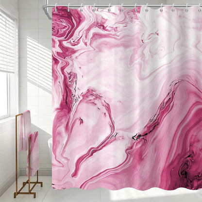 Pink Marble Shower Curtain, Waterproof Shower Curtain for Bathroom Modern Abstract Art Faux Stone Pattern Bathroom Bathtub Home Decor with Hooks, Machine Washable, 72x78 Inch