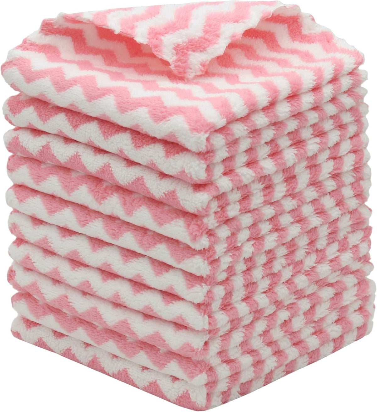Microfiber Cleaning Cloth, 10 Pack Microfiber Rags,12inx12in, Pink