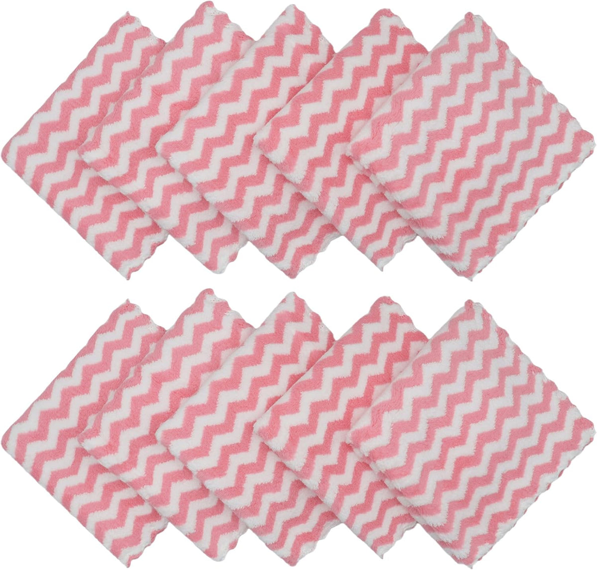 Microfiber Cleaning Cloth, 10 Pack Microfiber Rags,12inx12in, Pink