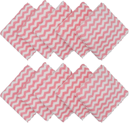 Microfiber Cleaning Cloth, 10 Pack Microfiber Rags,12inx12in, Pink