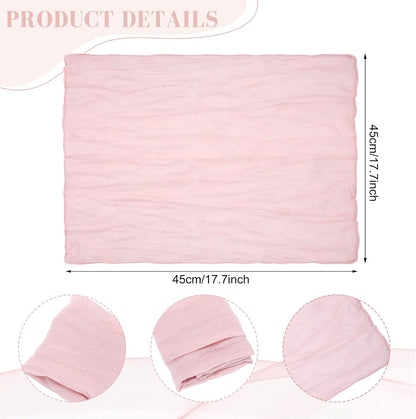 80 Set Cheesecloth Napkins with Leaf Ring, Cotton,Dusty Pink