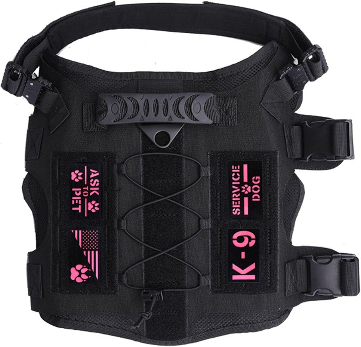 4 Pack Reflective Service Dog Ask to Pet k-9 Tactical Patchs Hook-Fastener Backing (Glow in Dark-Mix-Pink)
