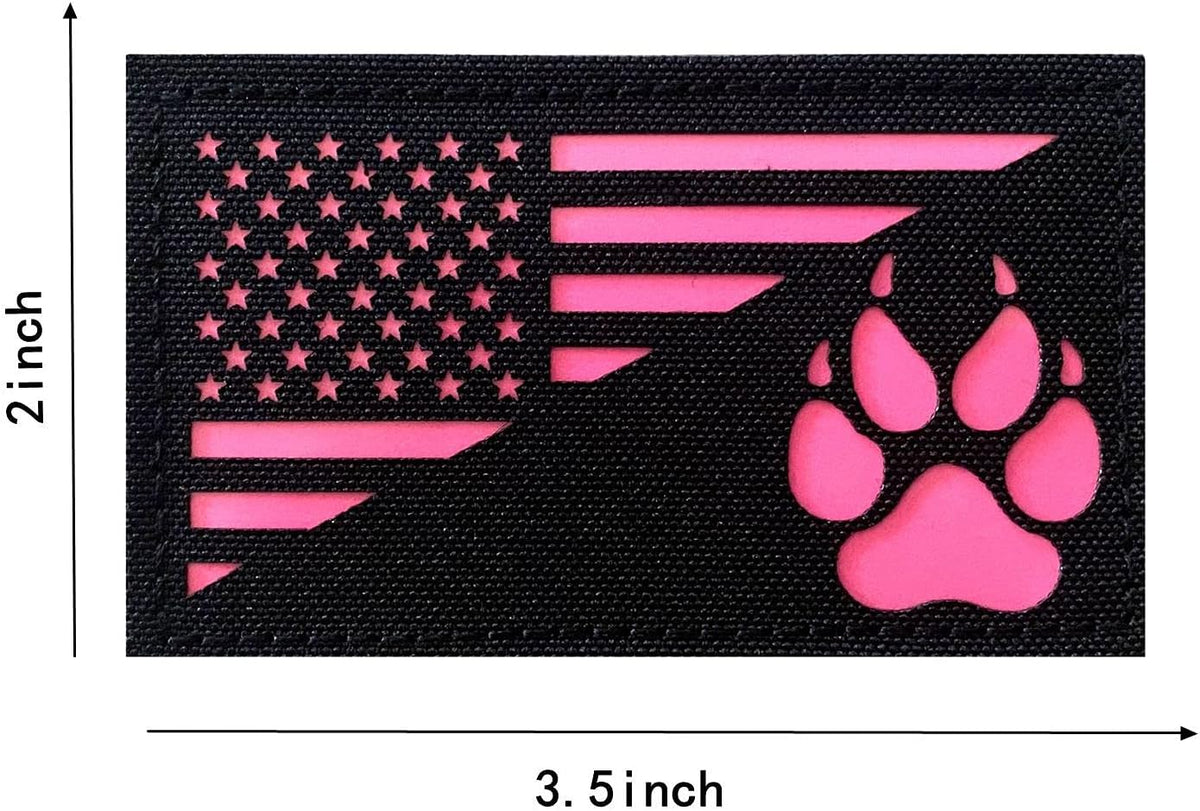 4 Pack Reflective Service Dog Ask to Pet k-9 Tactical Patchs Hook-Fastener Backing (Glow in Dark-Mix-Pink)
