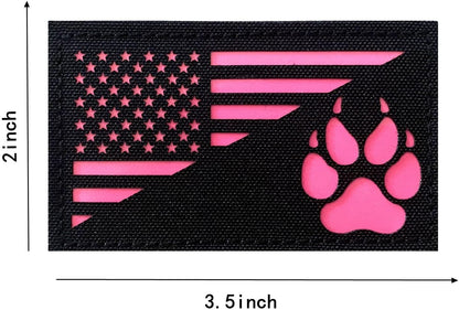 4 Pack Reflective Service Dog Ask to Pet k-9 Tactical Patchs Hook-Fastener Backing (Glow in Dark-Mix-Pink)