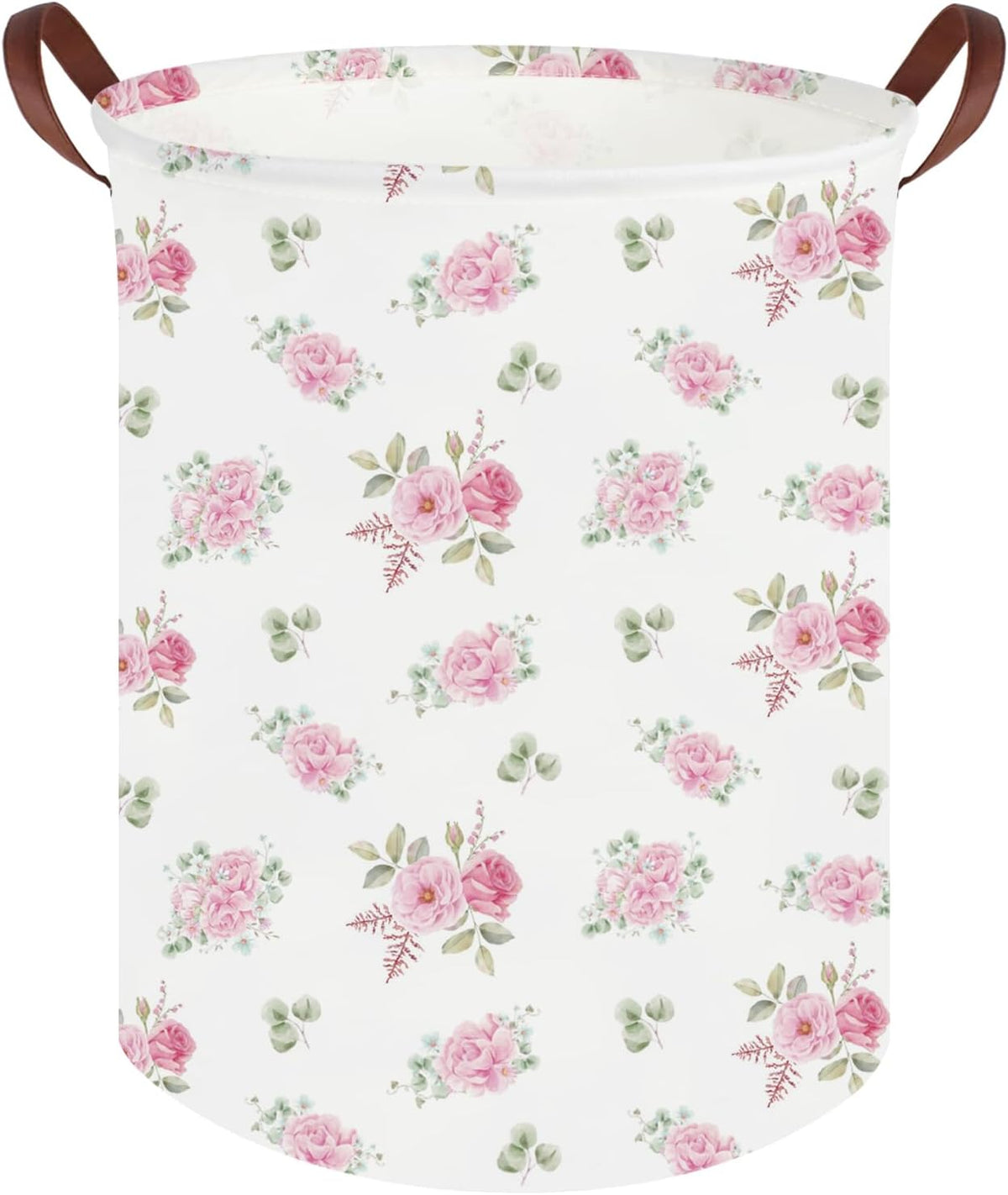 Pink Flower Laundry Basket,Nursery Baskets Girl Baby Storage Bins,Baby Girls Nursery Hamper,Waterproof foldable laundry basket,Gift Baskets,Pink Rose room Decor(Pink Rose)