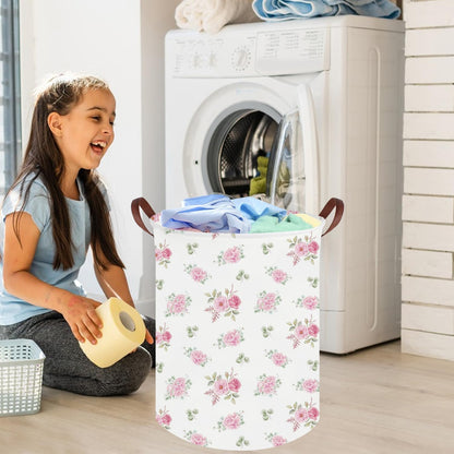 Pink Flower Laundry Basket,Nursery Baskets Girl Baby Storage Bins,Baby Girls Nursery Hamper,Waterproof foldable laundry basket,Gift Baskets,Pink Rose room Decor(Pink Rose)