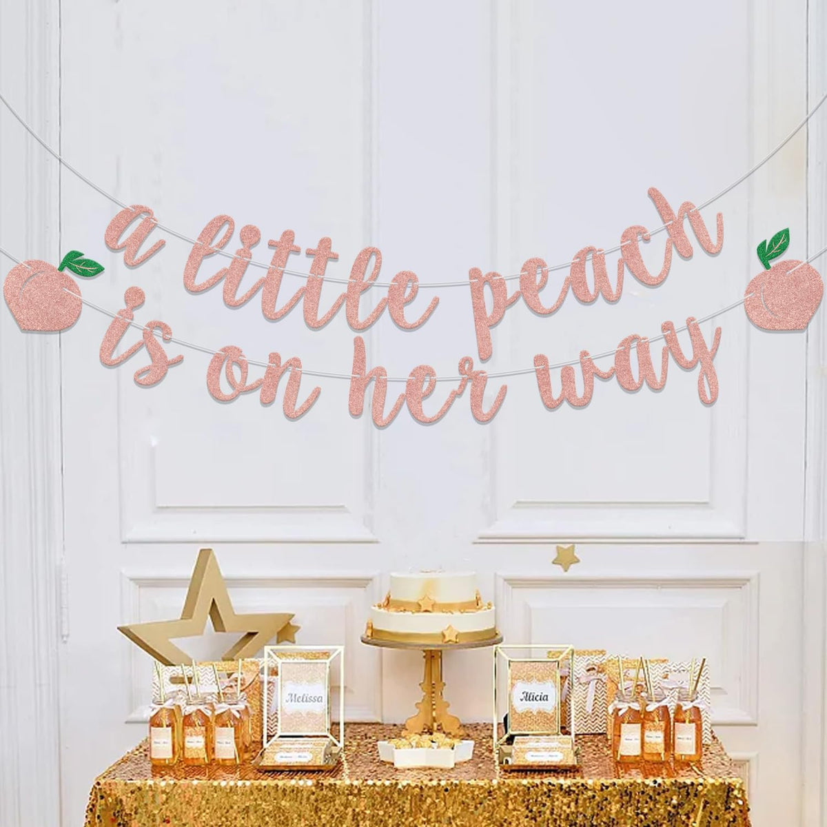 A Little Peach Is on Her Way Banner Peach Birthday Decorations
