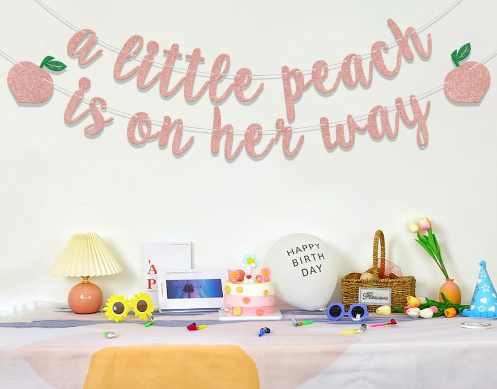 A Little Peach Is on Her Way Banner Peach Birthday Decorations