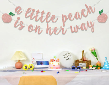 A Little Peach Is on Her Way Banner Peach Birthday Decorations