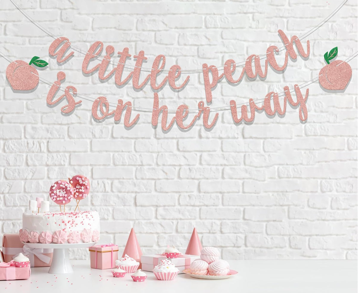 A Little Peach Is on Her Way Banner Peach Birthday Decorations