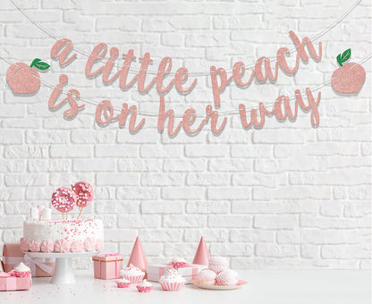 A Little Peach Is on Her Way Banner Peach Birthday Decorations