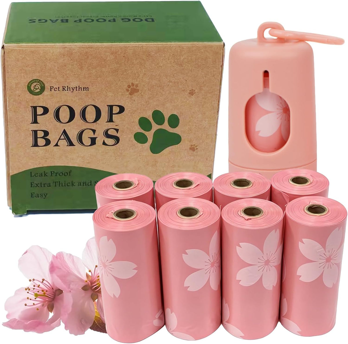 Cherry Blossom Scented Dog Poop Bags - 8 Rolls 120 counts