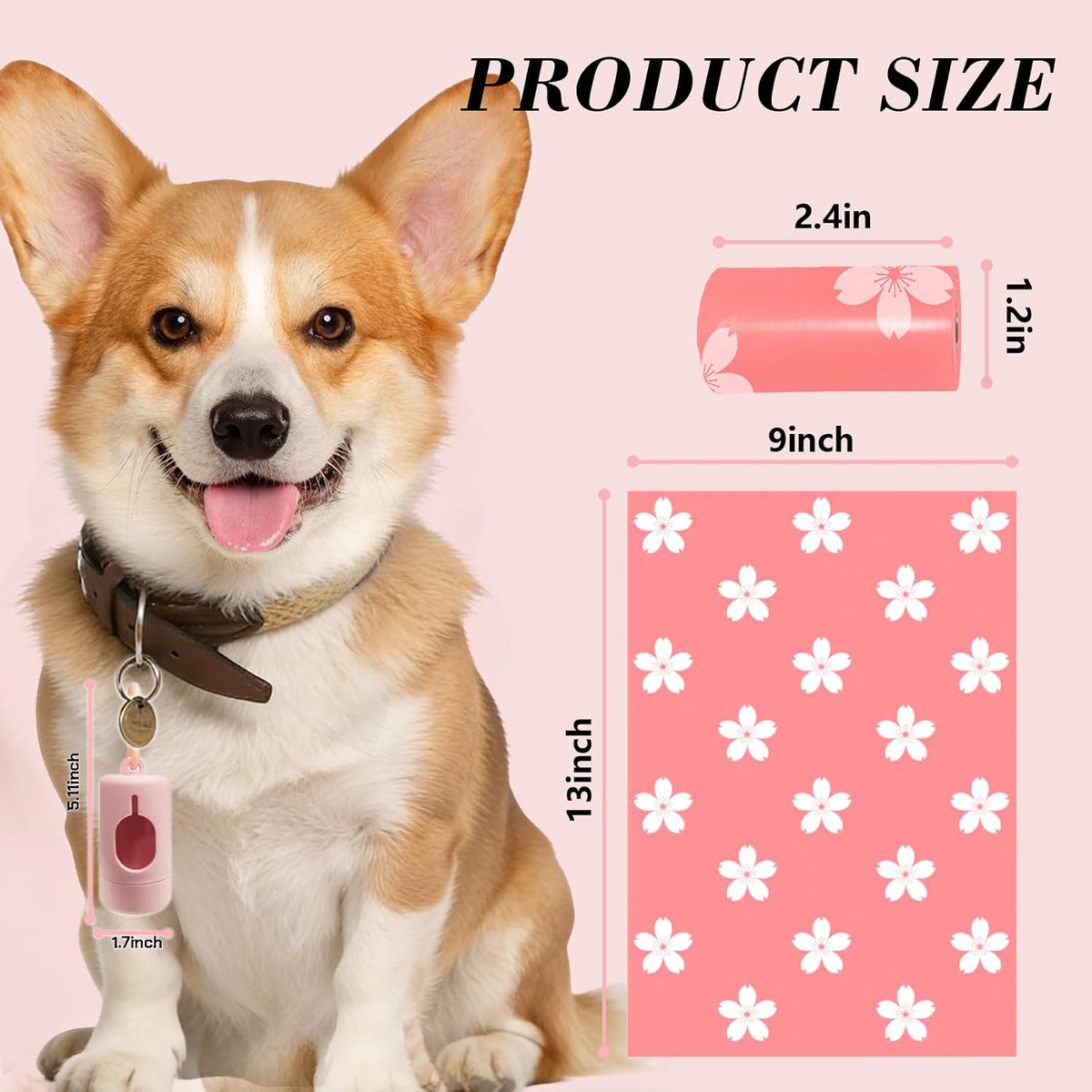 Cherry Blossom Scented Dog Poop Bags - 8 Rolls 120 counts