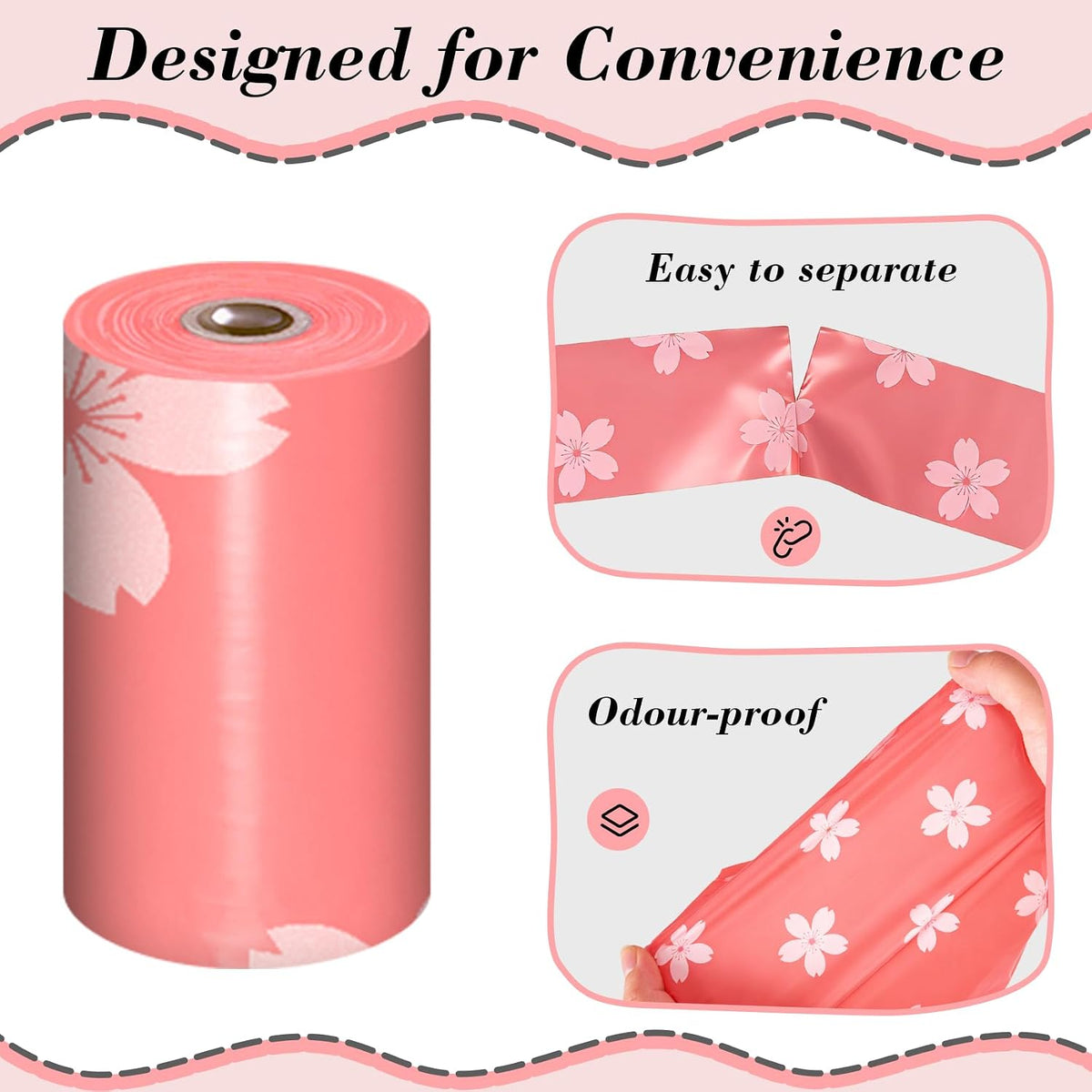 Cherry Blossom Scented Dog Poop Bags - 8 Rolls 120 counts