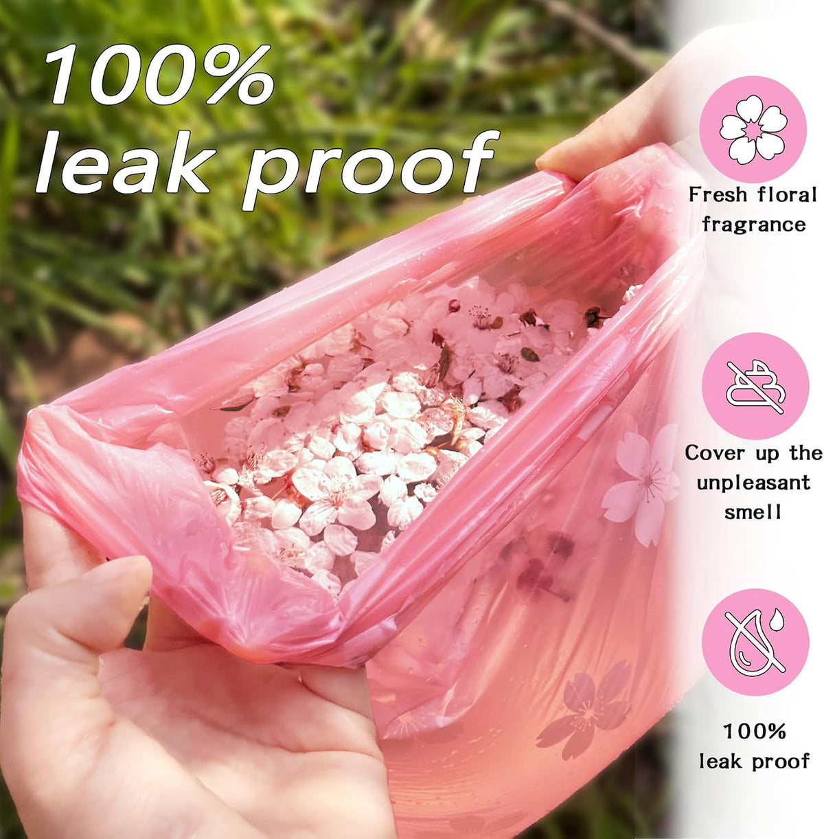 Cherry Blossom Scented Dog Poop Bags - 8 Rolls 120 counts
