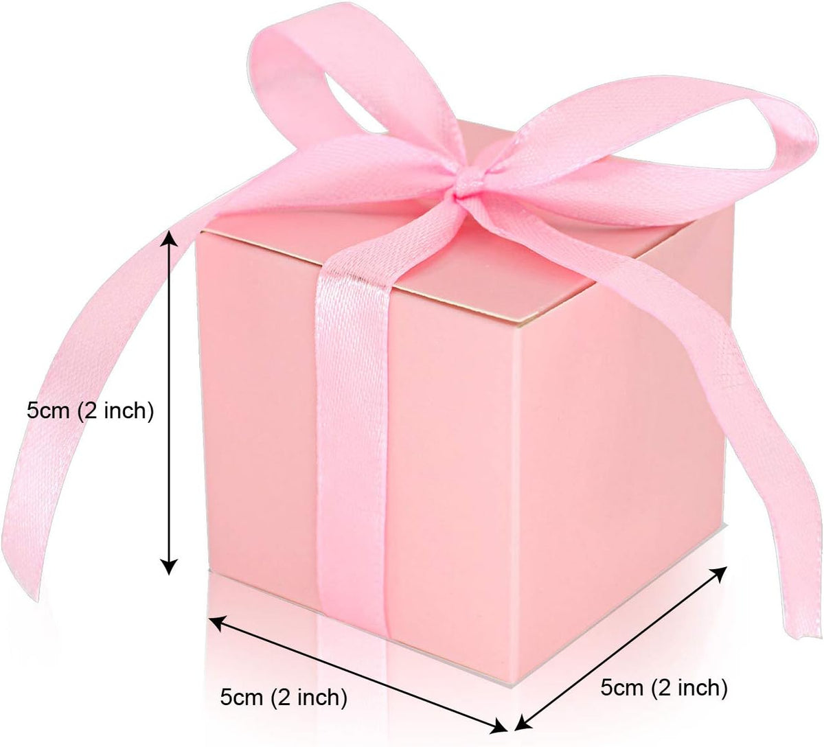 70 Pack Favor Boxes 2x2x2 inch Candy Boxes Pink Gift Boxes with Ribbons for Wedding Baby Shower Decorations Birthday Party Supplies