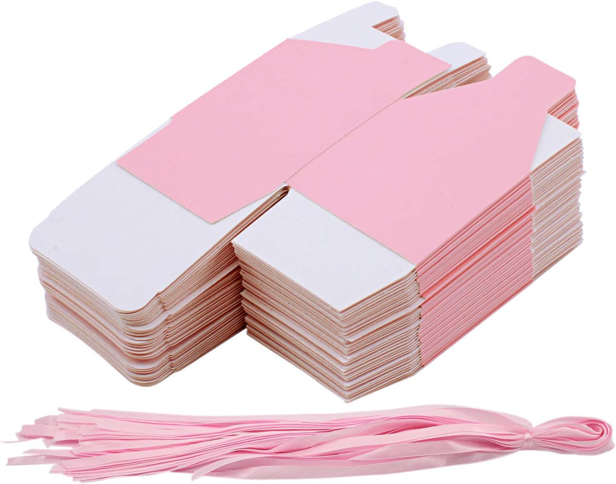 70 Pack Favor Boxes 2x2x2 inch Candy Boxes Pink Gift Boxes with Ribbons for Wedding Baby Shower Decorations Birthday Party Supplies
