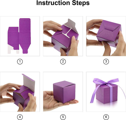 70 Pack Favor Boxes 2x2x2 inch Candy Boxes Pink Gift Boxes with Ribbons for Wedding Baby Shower Decorations Birthday Party Supplies