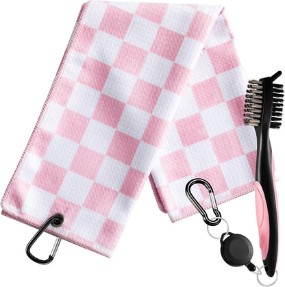 Woman Golf Accessories Kit, Checked, Pink