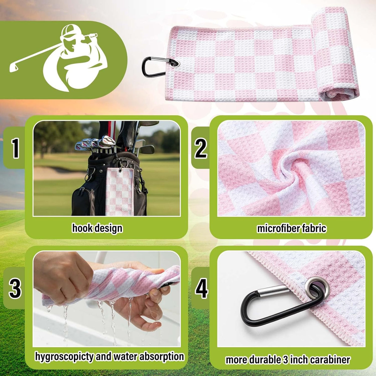 Woman Golf Accessories Kit, Checked, Pink