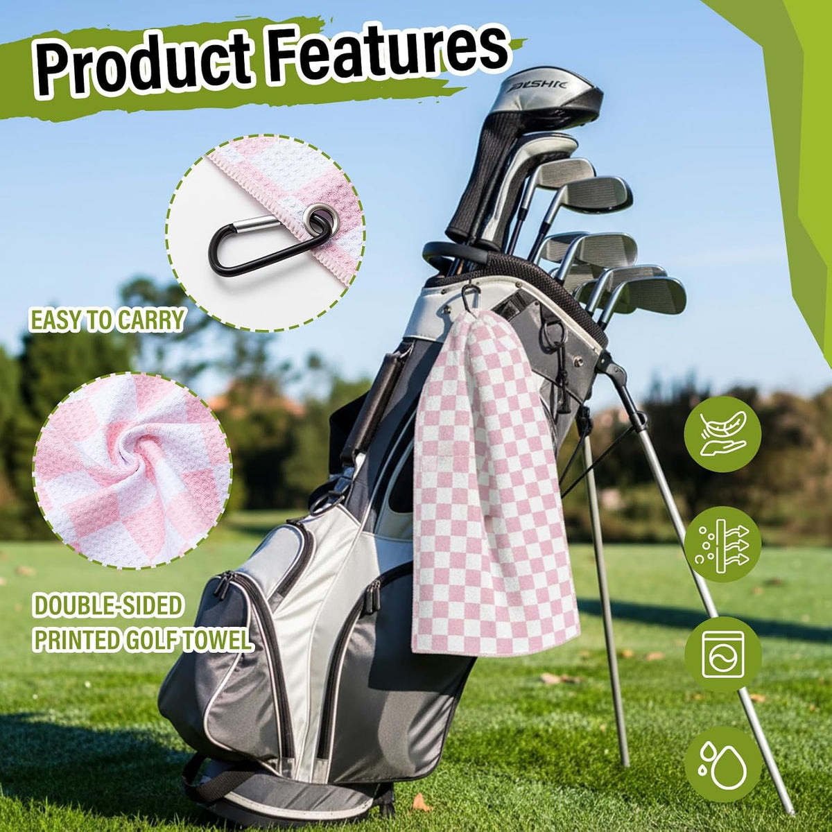 Woman Golf Accessories Kit, Checked, Pink
