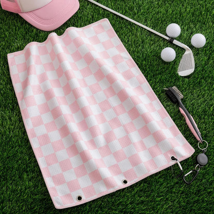 Woman Golf Accessories Kit, Checked, Pink