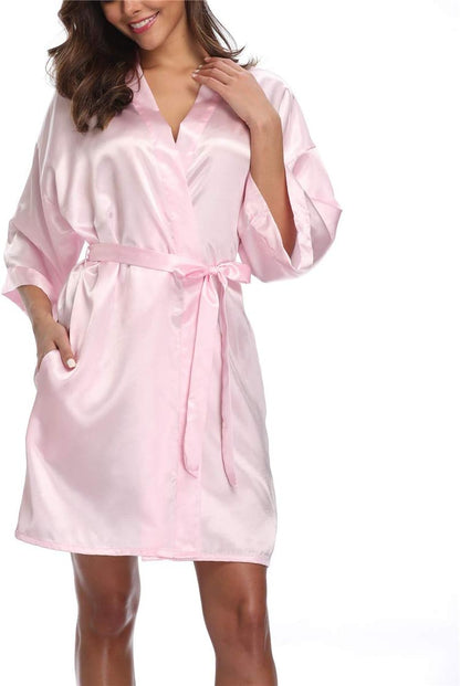 Women's Satin Kimono Robes Bridesmaid Wedding Robes Silky Bathrobes Summer Loungewear