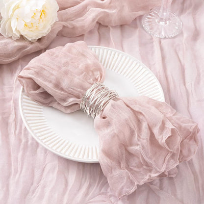 DeZerlor 20 Pack Pink Cheesecloth Napkins Summer Cloth Napkins Set of 20 Dinner Napkins Bulk Bulk 21x21 Inches for Wedding Bridal Shower Baby Shower Parties