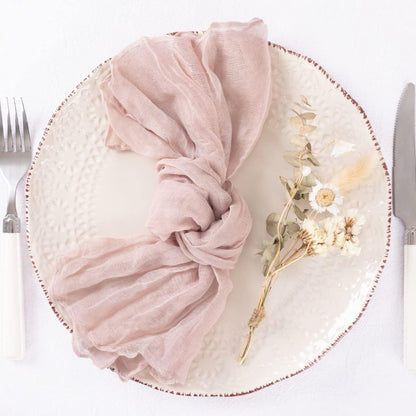 DeZerlor 20 Pack Pink Cheesecloth Napkins Summer Cloth Napkins Set of 20 Dinner Napkins Bulk Bulk 21x21 Inches for Wedding Bridal Shower Baby Shower Parties