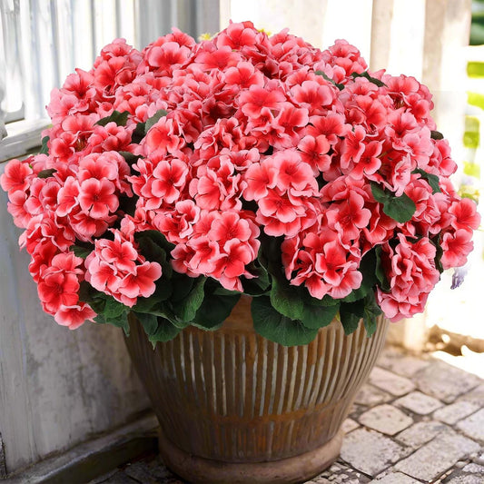 12 Pcs Artificial Geranium Flowers for Outdoors Geranium Silk Flowers Outdoor UV Resistant Garden Plants Faux Flowers for Home Kitchen Table Centerpieces Decor (12, Peach)