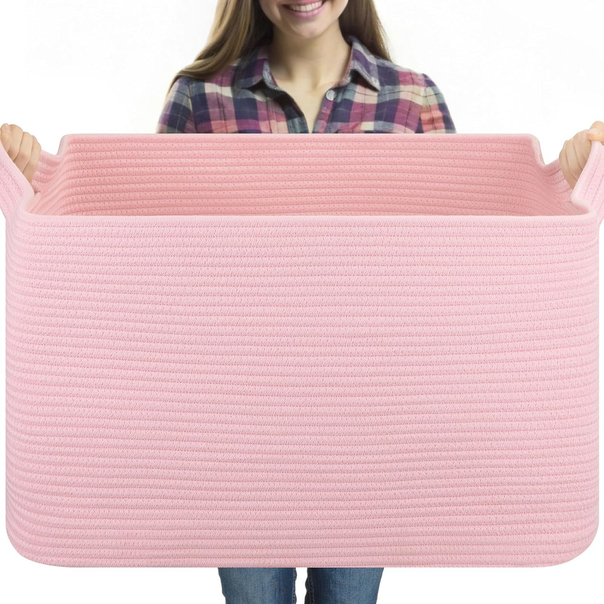 95L Extra Large Blanket Basket, 24" x 16.9" x 14.2" Woven Basket
