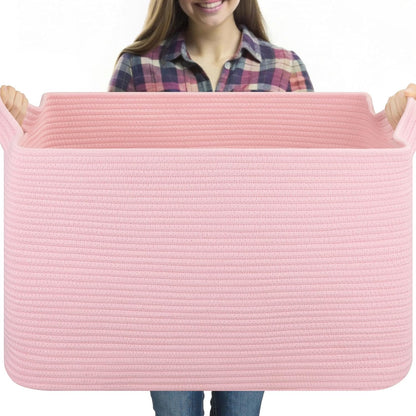 95L Extra Large Blanket Basket, 24" x 16.9" x 14.2" Woven Basket
