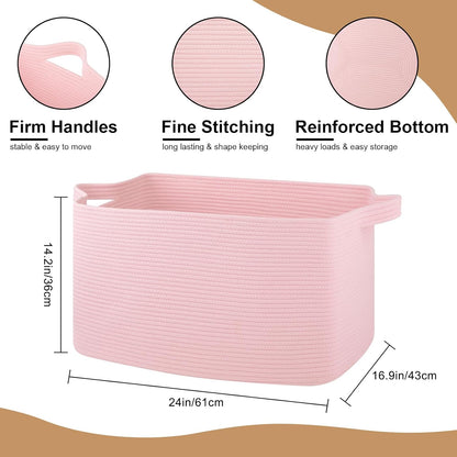 95L Extra Large Blanket Basket, 24" x 16.9" x 14.2" Woven Basket