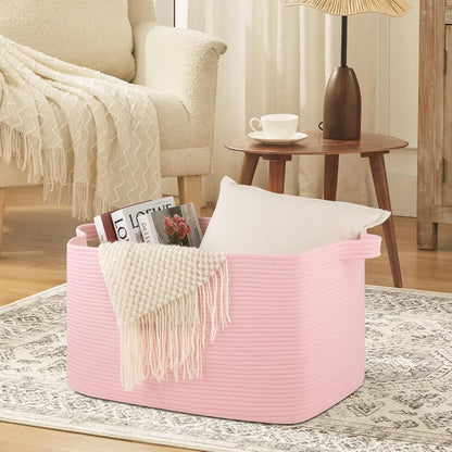 95L Extra Large Blanket Basket, 24" x 16.9" x 14.2" Woven Basket