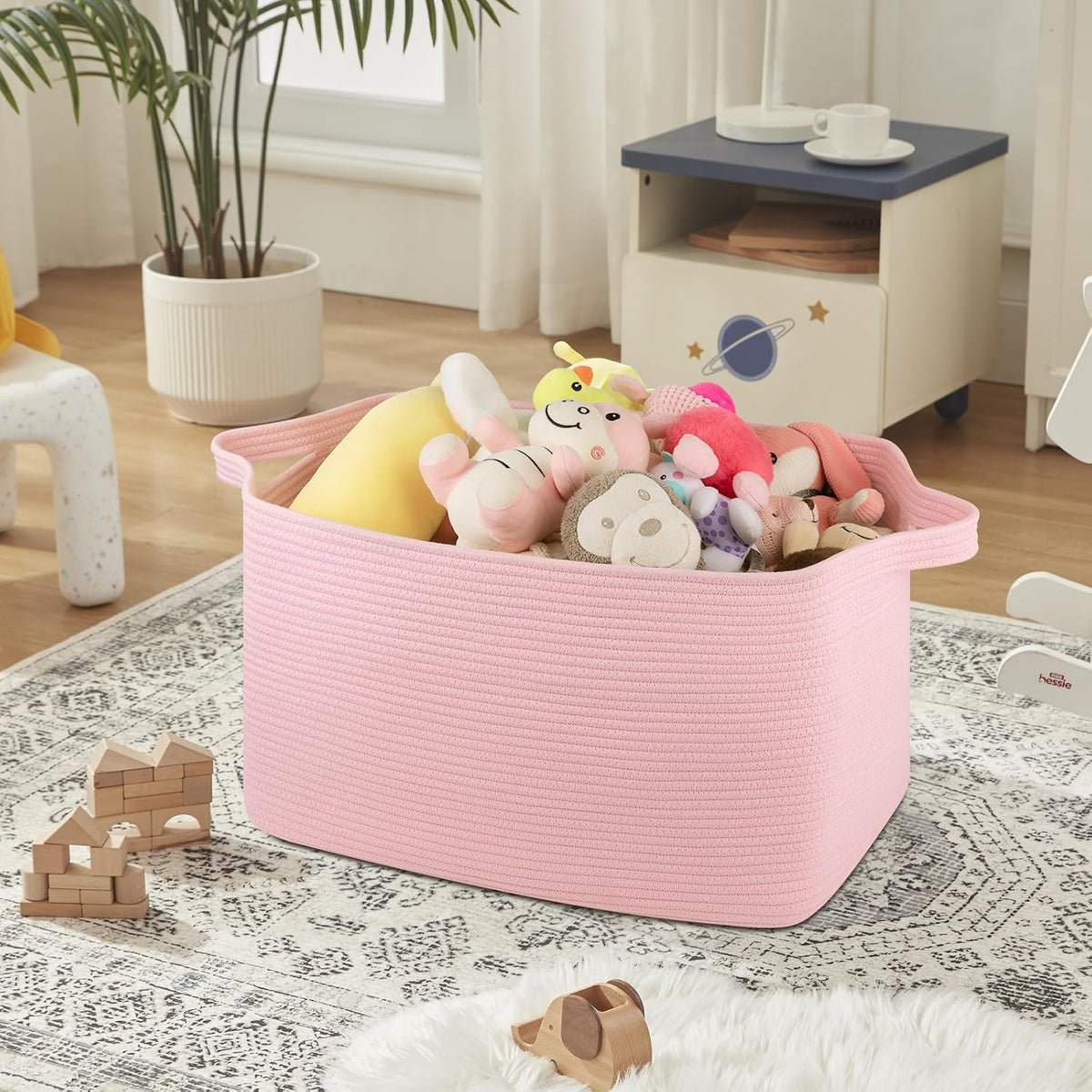 95L Extra Large Blanket Basket, 24" x 16.9" x 14.2" Woven Basket