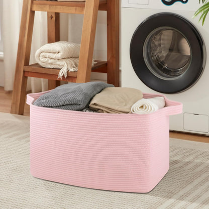 95L Extra Large Blanket Basket, 24" x 16.9" x 14.2" Woven Basket