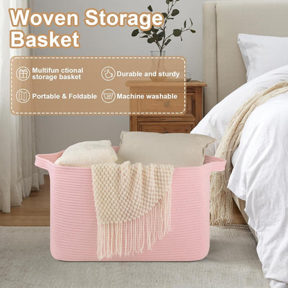 95L Extra Large Blanket Basket, 24" x 16.9" x 14.2" Woven Basket