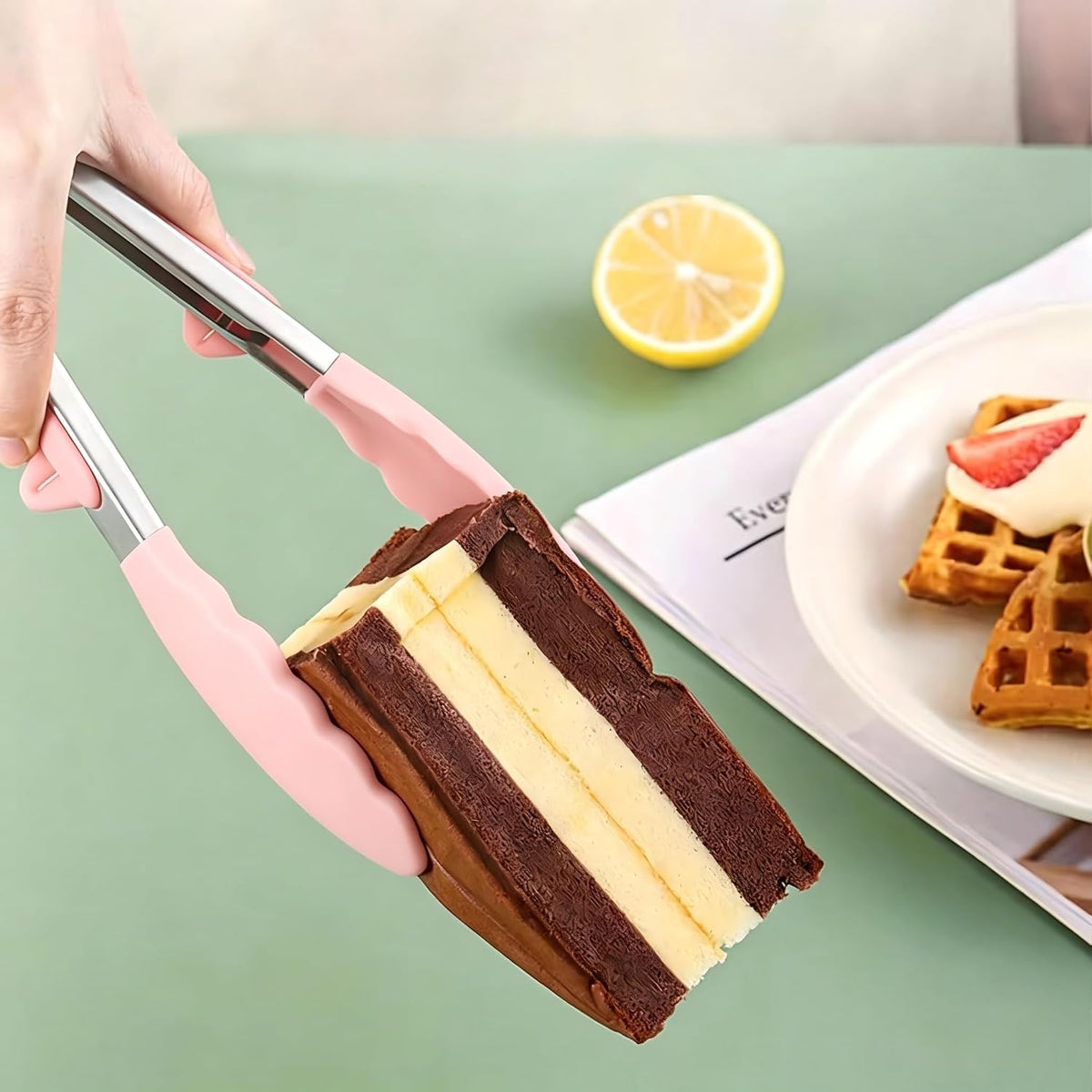 2 Pack Pink Silicone Cooking Tongs, 12-9Inch Stainless Steel Tongs for Cooking Heat Resistant Silicone Cooking Tongs Perfect for Grilling, Salad, and Canning