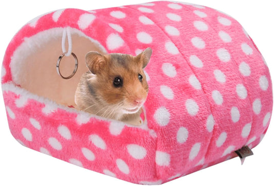 Cute Cave Bed Nest Hideout, Small Animals Warm House Cage Supplies, for Hedgehog Guinea Pig Hamster, Machine Washable - Simplicity (Pink,Large)
