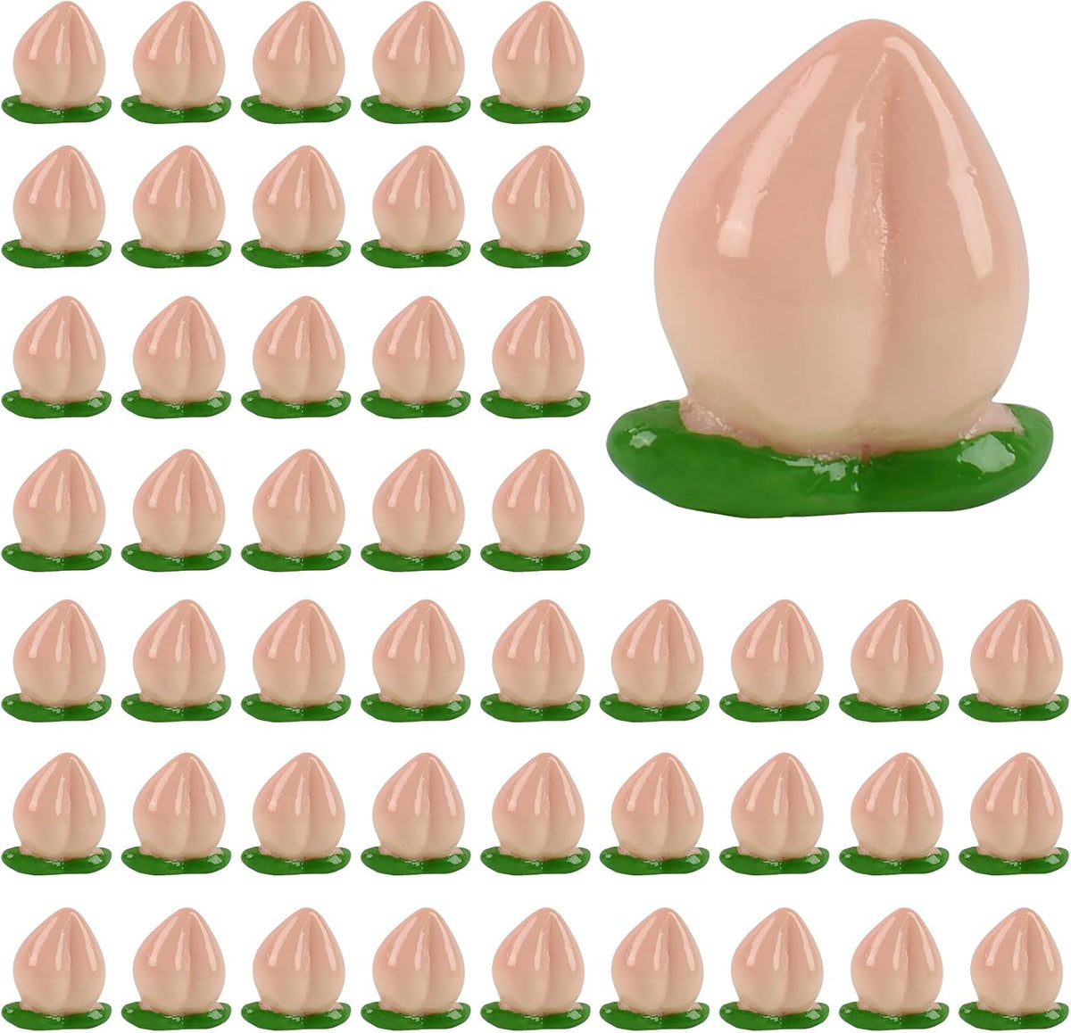 Artificial Mini Peaches 50pcs Tiny Peach Figurine Miniature Peaches Fake Peach Decoration Simulation Fruit for Home Kitchen Photography Party Decoration