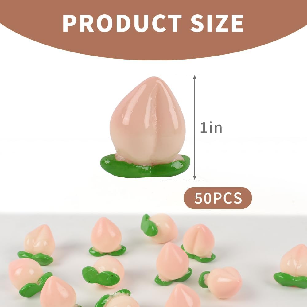 Artificial Mini Peaches 50pcs Tiny Peach Figurine Miniature Peaches Fake Peach Decoration Simulation Fruit for Home Kitchen Photography Party Decoration