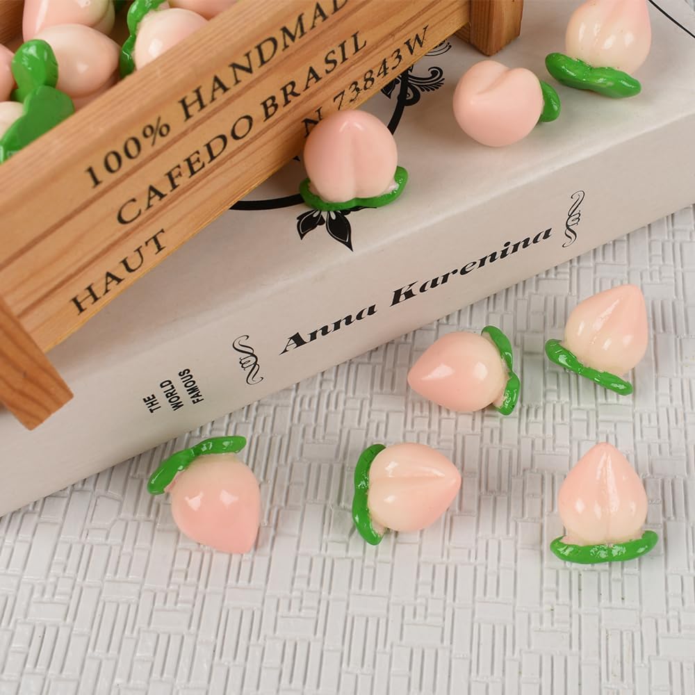 Artificial Mini Peaches 50pcs Tiny Peach Figurine Miniature Peaches Fake Peach Decoration Simulation Fruit for Home Kitchen Photography Party Decoration