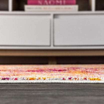 Modern Abstract Pink/Orange Indoor Area Rug, 4x6, Contemporary POP, Transitional, Easy-Cleaning for Living Room, Bedroom, Kitchen, Pet Friendly, Non-Shedding (CTP108C-4)