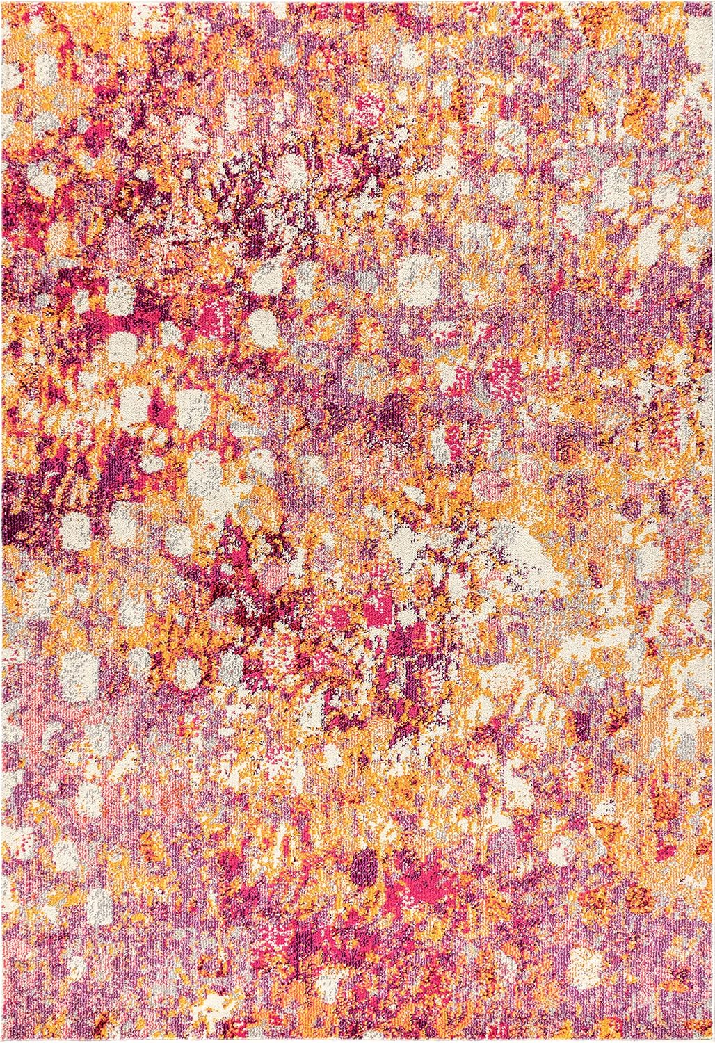 Modern Abstract Pink/Orange Indoor Area Rug, 4x6, Contemporary POP, Transitional, Easy-Cleaning for Living Room, Bedroom, Kitchen, Pet Friendly, Non-Shedding (CTP108C-4)
