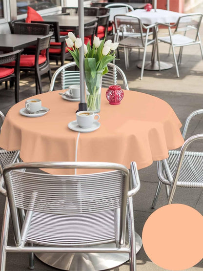 Peach Pink Watercolor Outdoor Round Tablecloth with Umbrella Hole and Zipper,60 inch,Solid Color Waterproof Tablecloth Zippered Tabletop Collection for Picnic Patio Garden